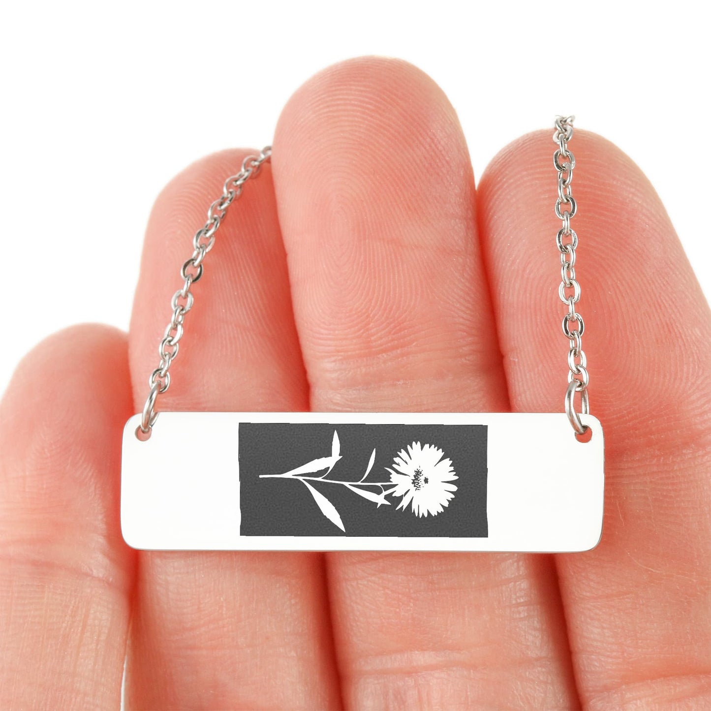 Horizontal Bar Necklace Birth Month Flowers - Flourish Love Shop