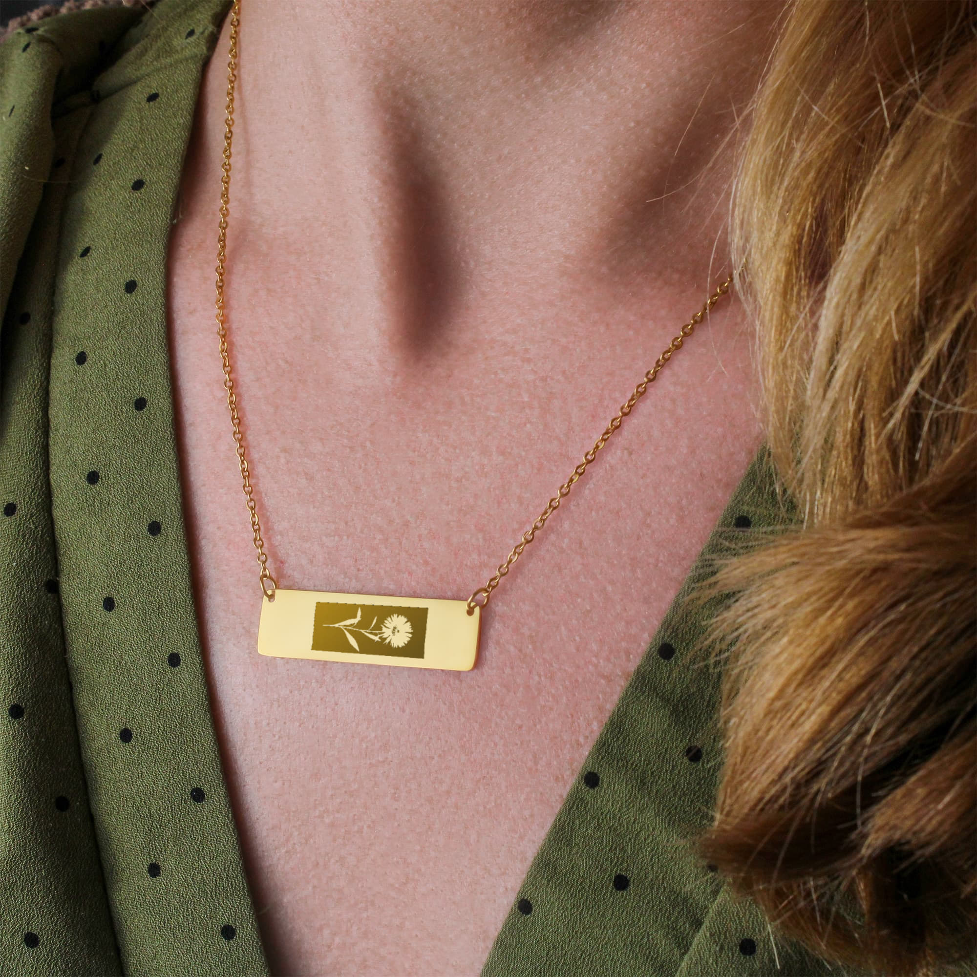 Horizontal Bar Necklace Birth Month Flowers - Flourish Love Shop