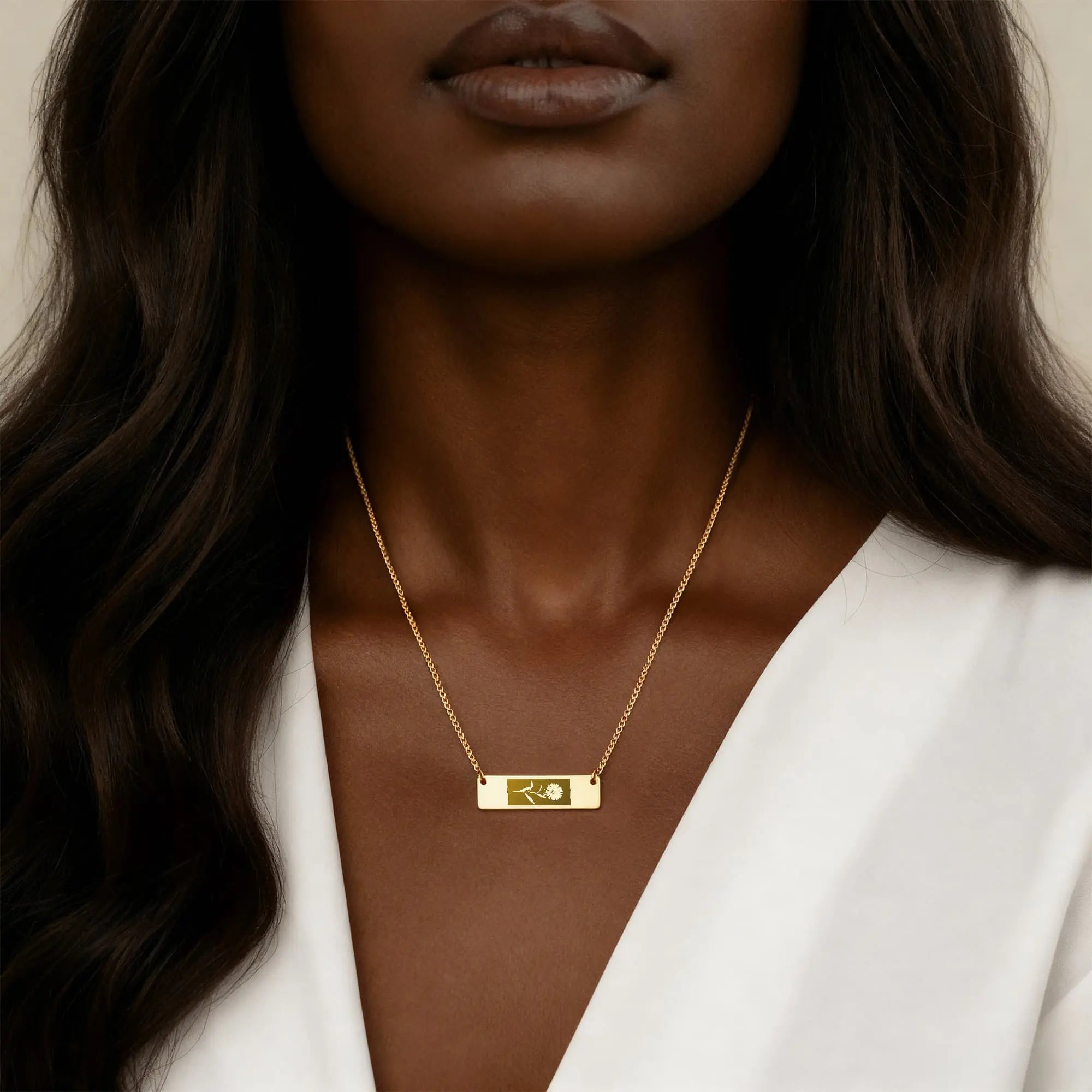 Horizontal Bar Necklace Birth Month Flowers - Flourish Love Shop