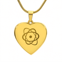 Atom Symbol Engraved Heart Necklace - Flourish Love Shop