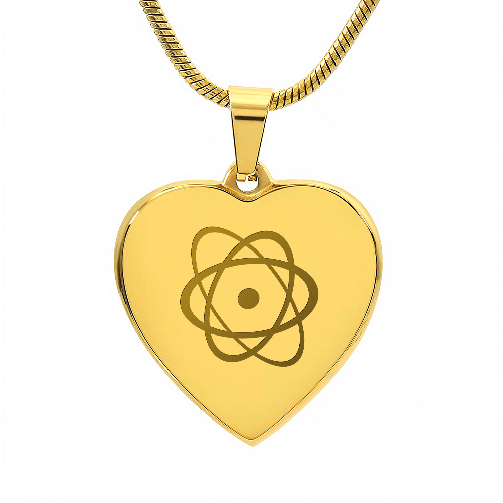 Atom Symbol Engraved Heart Necklace - Flourish Love Shop