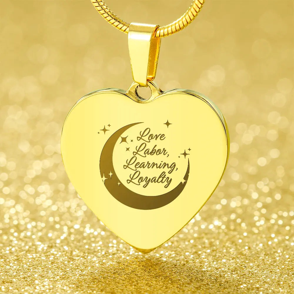 Personalized Engraved Heart Necklace | Love, Labor, Learning & Loyalty Keepsake - Flourish Love Shop