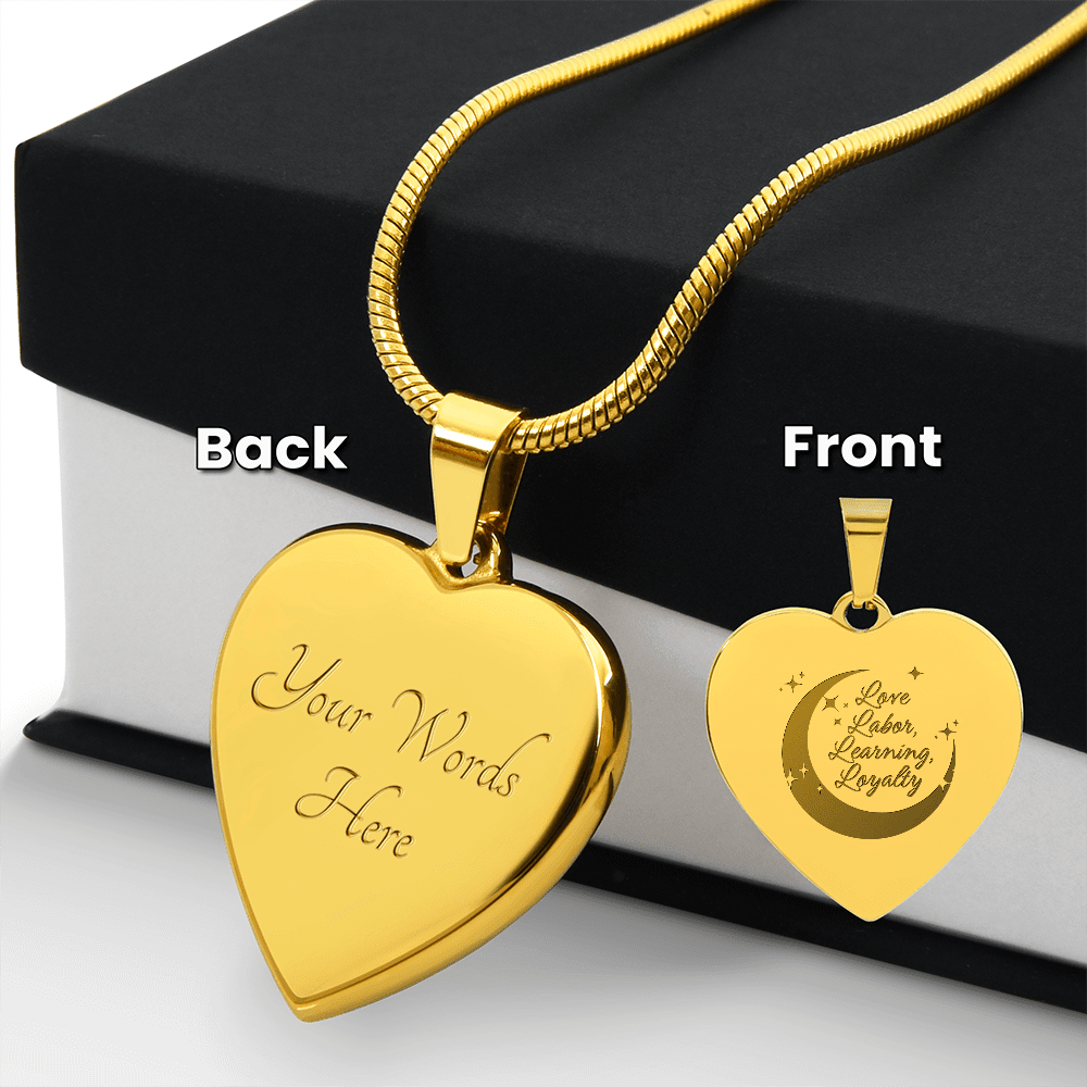 Personalized Engraved Heart Necklace | Love, Labor, Learning & Loyalty Keepsake - Flourish Love Shop
