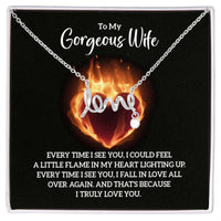To my Gorgeous Wife - Truly Love You - Scripted Love Necklace - Flourish Love Shop