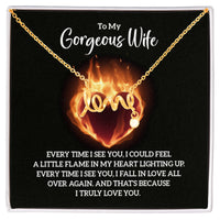 To my Gorgeous Wife - Truly Love You - Scripted Love Necklace - Flourish Love Shop