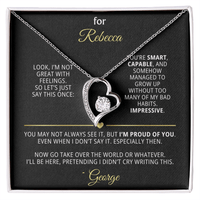 For Rebecca – Dry Humor Dad Gift | Forever Love Necklace with Personal Note - Flourish Love Shop