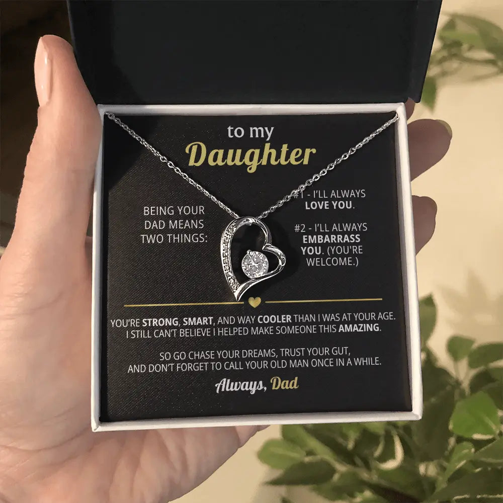 Funny Dad - to - Daughter Gift – Forever Love Necklace with Hilarious Message Card - Flourish Love Shop