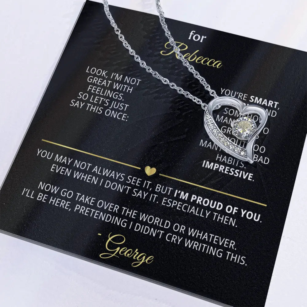 For Rebecca – Dry Humor Dad Gift | Forever Love Necklace with Personal Note - Flourish Love Shop