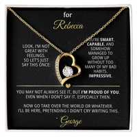 For Rebecca – Dry Humor Dad Gift | Forever Love Necklace with Personal Note - Flourish Love Shop