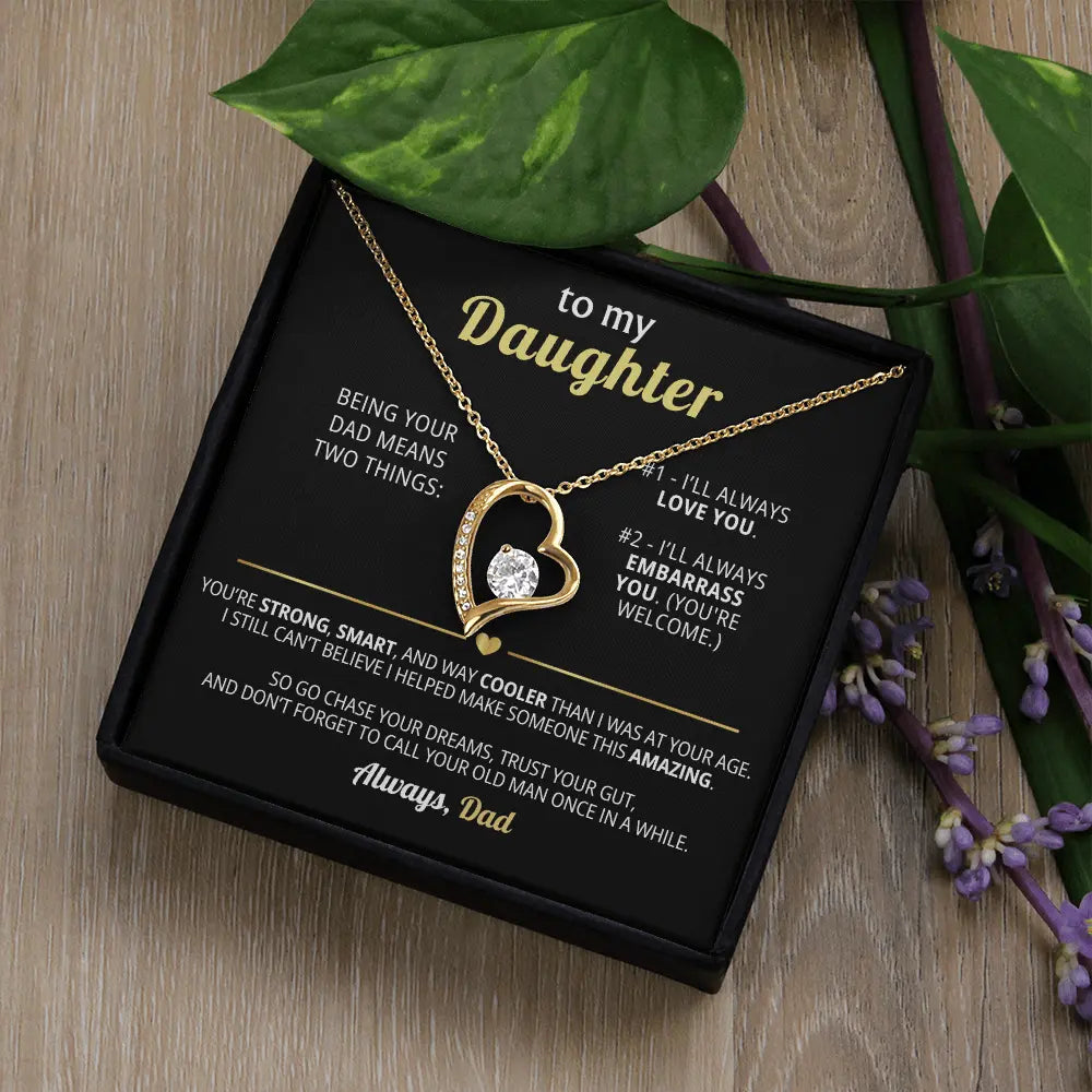 Funny Dad - to - Daughter Gift – Forever Love Necklace with Hilarious Message Card - Flourish Love Shop
