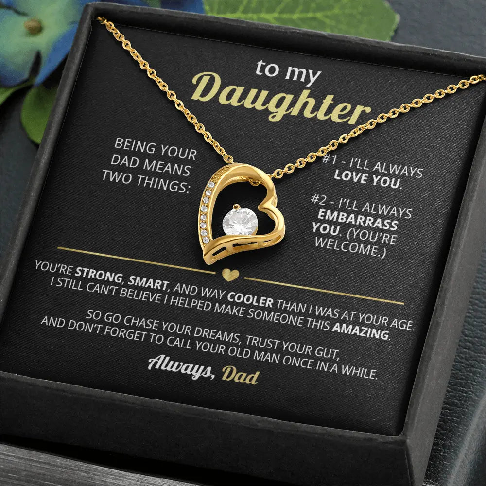 Funny Dad - to - Daughter Gift – Forever Love Necklace with Hilarious Message Card - Flourish Love Shop