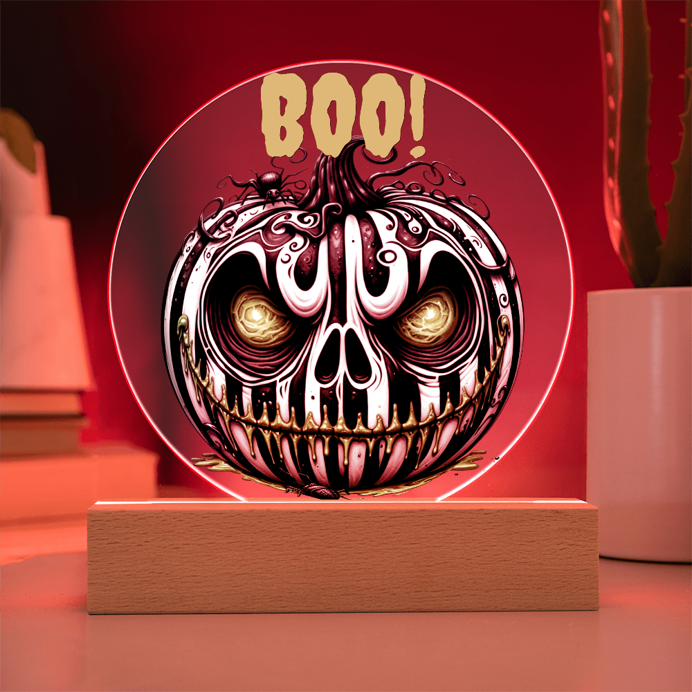 BOO-tiful Glow – Halloween Acrylic Plaque with Spooky Neon Pumpkin