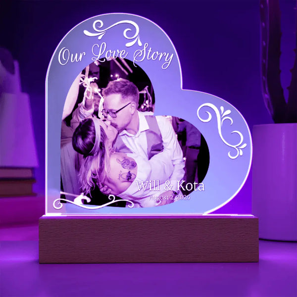 Our Love Story – Personalized Heart Acrylic Light - Flourish Love Shop