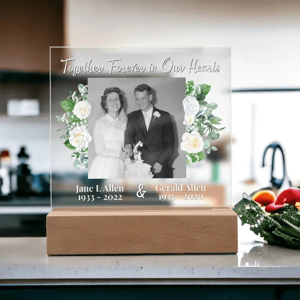 Together Forever in Our Hearts – Personalized Memorial Acrylic Light - Flourish Love Shop