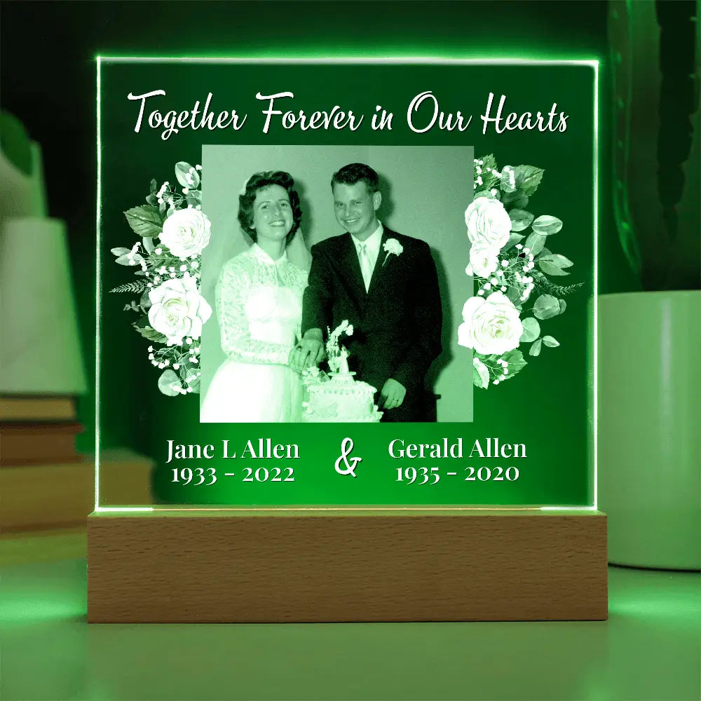 Together Forever in Our Hearts – Personalized Memorial Acrylic Light - Flourish Love Shop