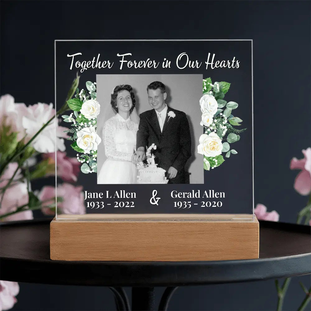 Together Forever in Our Hearts – Personalized Memorial Acrylic Light - Flourish Love Shop