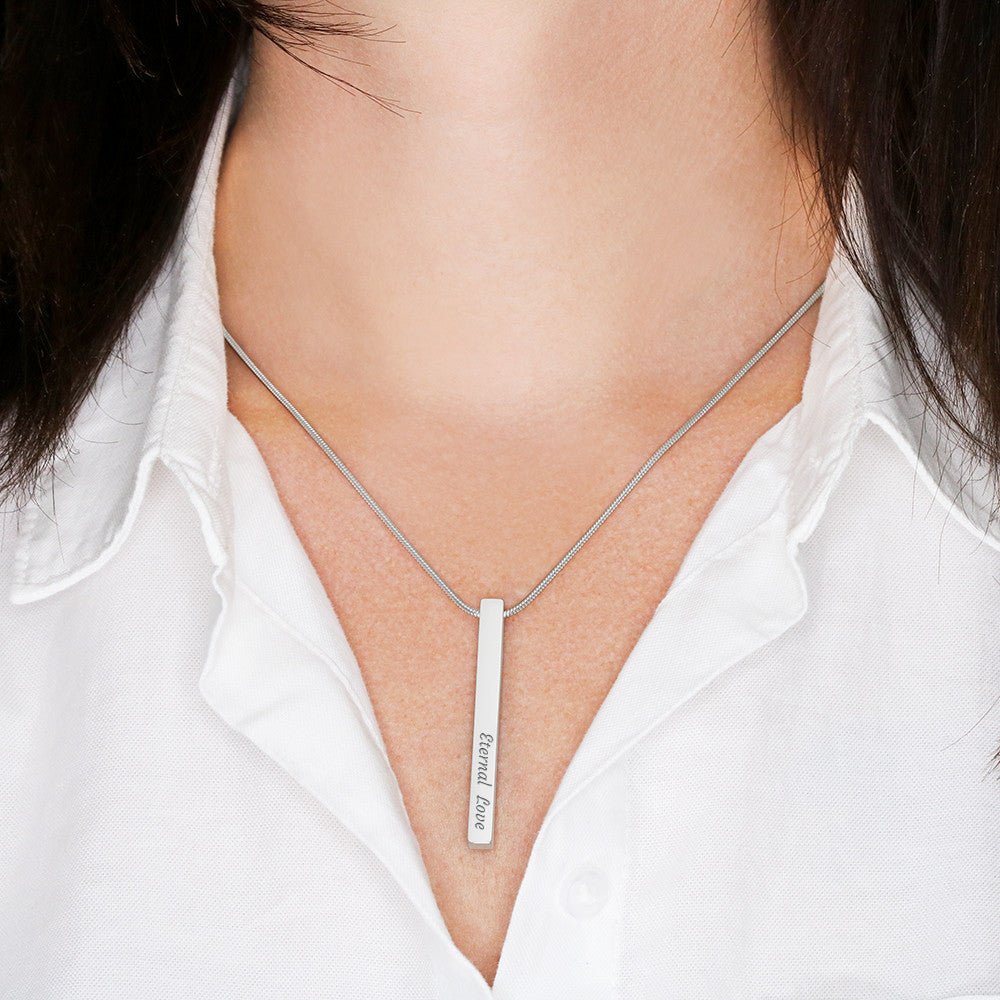 For Bridesmaids and Besties Engraved 4 - Sided Stick Necklace - Flourish Love Shop