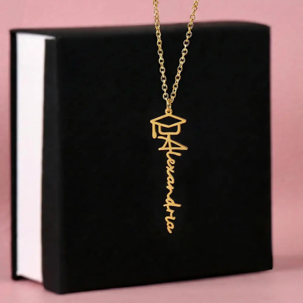 Make Graduation Special - Graduation Cap and Name Necklace ShineOn Fulfillment