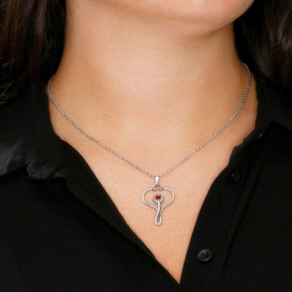 Person wearing nurse necklace