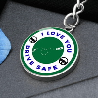 Graphic Keychain with I love you, drive safe and engraving on the back - Flourish Love Shop