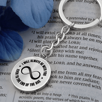 Engravable Graphic Keychain 'I will always be with you, even to the end of the age.' - Flourish Love Shop