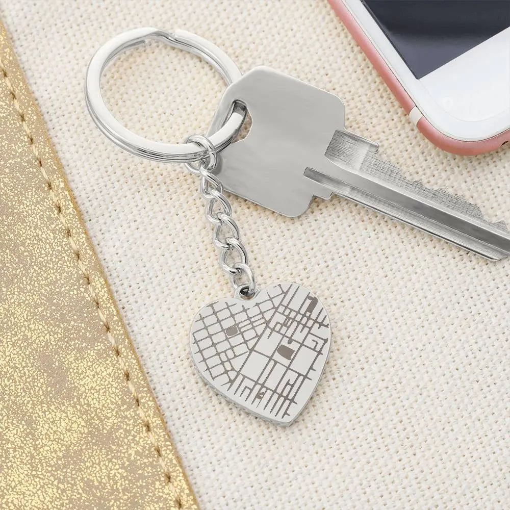 Engraved Map Keychain - so they'll always know their way home - Flourish Love Shop