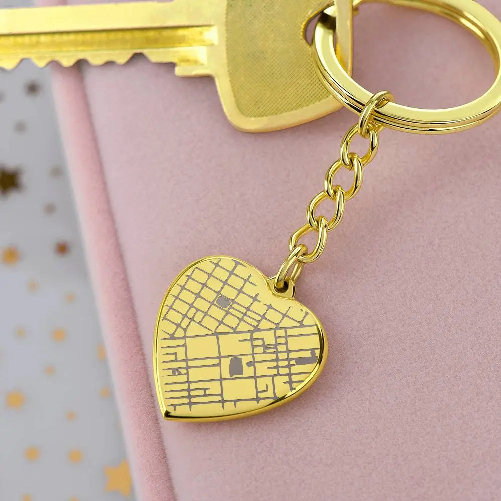 Engraved Map Keychain - so they'll always know their way home - Flourish Love Shop