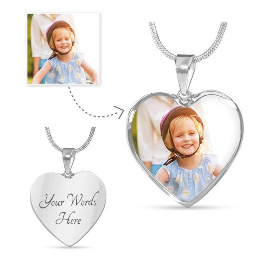 Buyer Upload Heart Necklace with Engraving - Flourish Love Shop