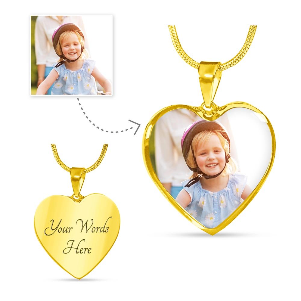 Buyer Upload Heart Necklace with Engraving - Flourish Love Shop