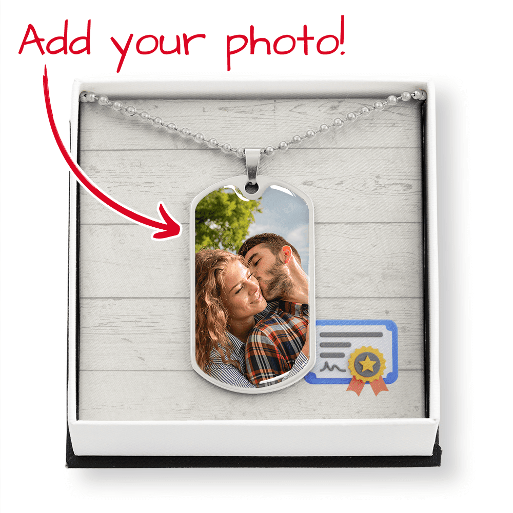 Adoption Day Dog Tag Necklace – Personalized Pet Photo & Custom Engraving - Flourish Love Shop