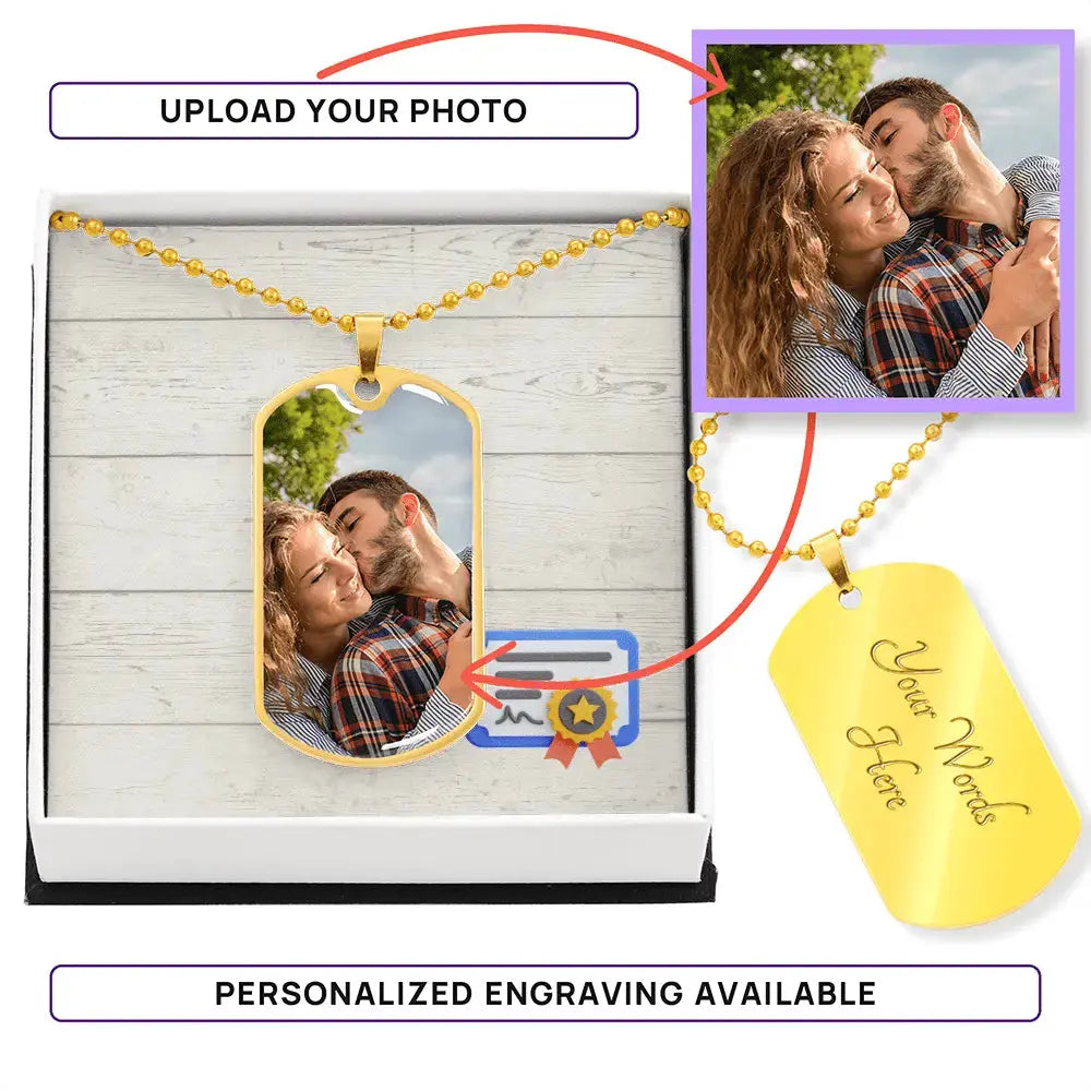 Adoption Day Dog Tag Necklace – Personalized Pet Photo & Custom Engraving - Flourish Love Shop