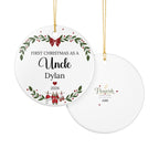 First Christmas as an Uncle Personalized Ceramic Ornament – Custom Name & Year